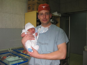 Dr. Frenzel with Newborn